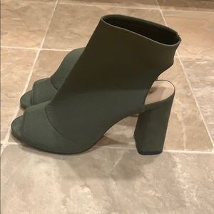 Aldo olive green peep to heels.